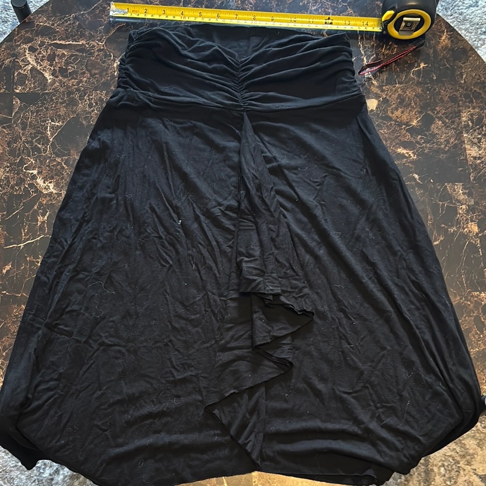 White House Black Market Black Ruched Wrap Midi Skirt